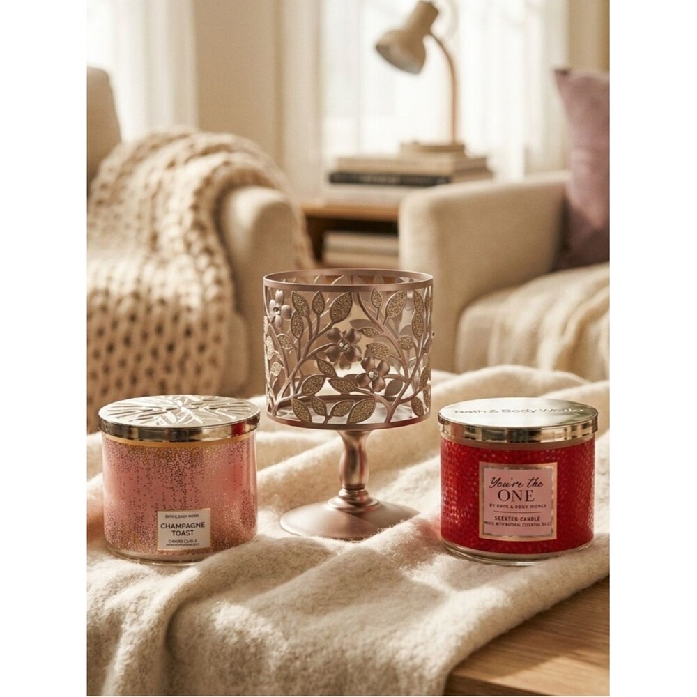 B.B Works Set Of 2 Candles You’re the One, Champagne Toast and 1 Candle Holder